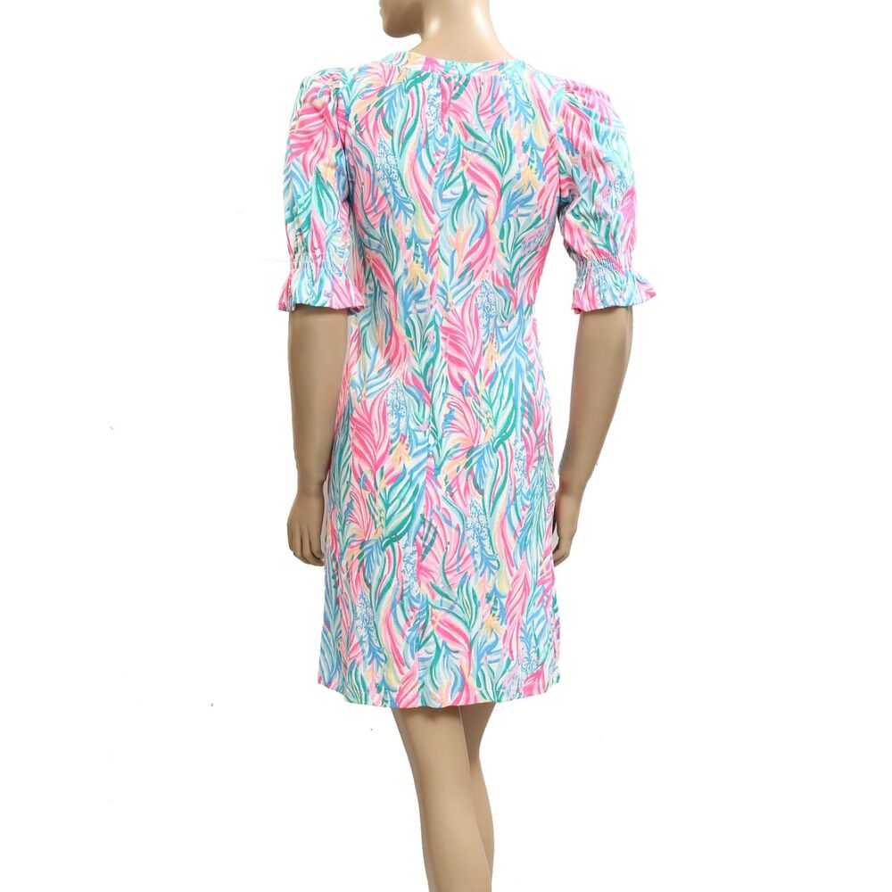 Lilly Pulitzer Adley Short Sleeve Mini Dress Smocked Printed Resort XS 282306 - Picture 7 of 9